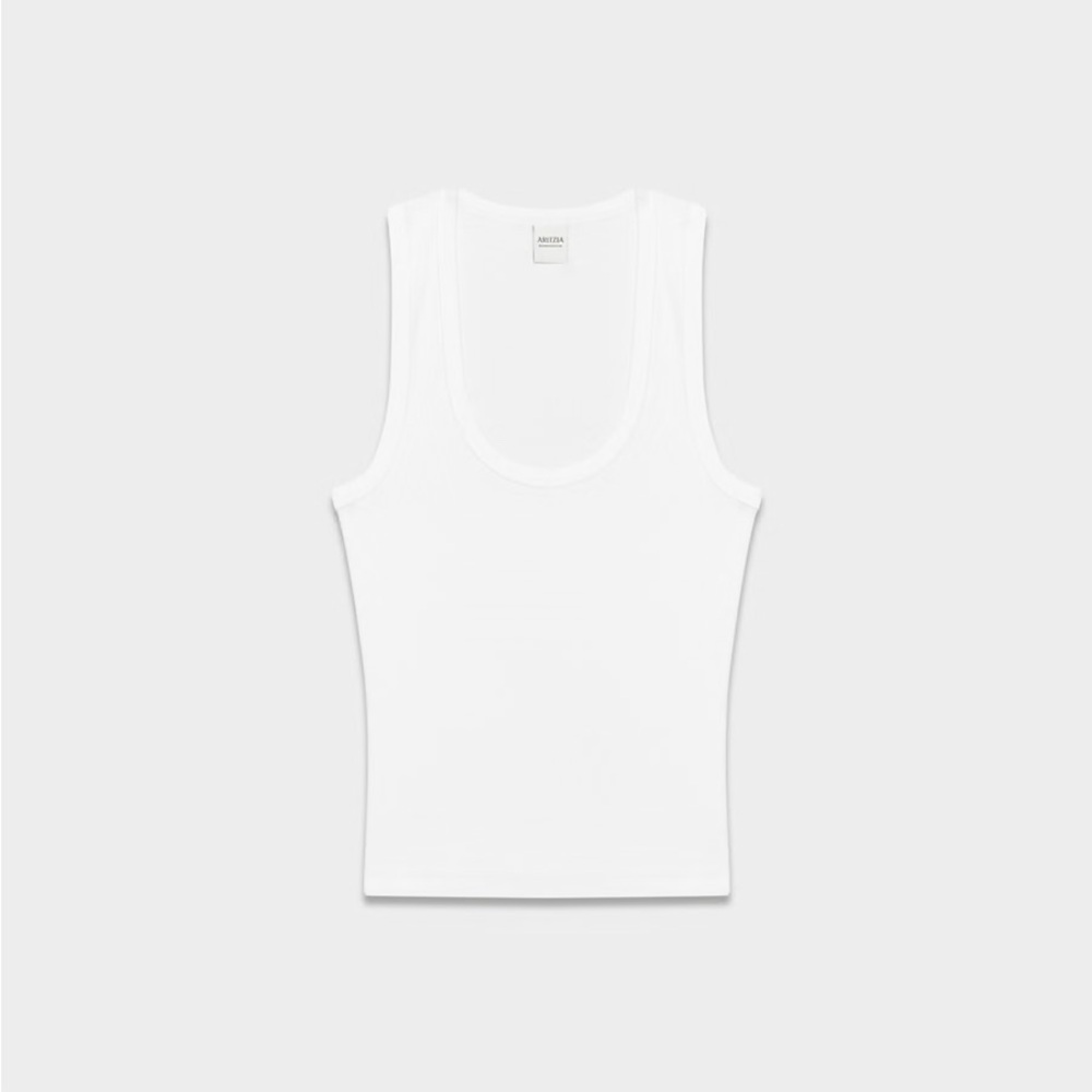 Aritzia HomeStretch™ Rib Scoopneck Tank - White (Like New!)